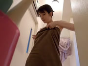 Japanese beauty enjoying sex in the bathroom