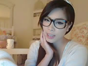 Korean glasses girl on webcam