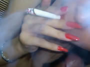 Indonesian babe smokes and gets blowjob